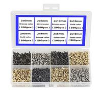 2MM Small Screw Flat Head Cross Wood Screws Self Tapping Screw Dssortment Cabinet Multifunctional DIY Micro Fasteners Screw Set Gold Black Silver 1600pcs