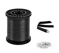 2mm steel wire, plastic coated steel cable 30m, 7x7 Strand Core Multi-Purpose Metal Cable for Gardens, Hanging, Outdoor Use, 150kg Breaking Strength with 30 Aluminum Loops