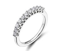 2mm Sterling Silver Silver Wedding Band Cubic Zirconia Half Eternity Stackable Engagement Ring Size 3-13