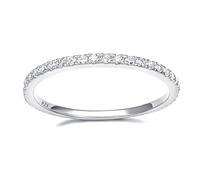 2mm Sterling Silver Silver Wedding Band Cubic Zirconia Half Eternity Stackable Engagement Ring Size 3-13