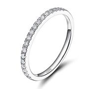 2mm Sterling Silver Silver Wedding Band Cubic Zirconia Half Eternity Stackable Engagement Ring Size 3-13