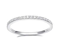 2mm Sterling Silver Silver Wedding Band Cubic Zirconia Half Eternity Stackable Engagement Ring Size 3-13