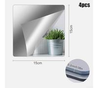 2MM Thick Acrylic Mirror Tiles 4PCS Flexible Plastic Sheets for Stylish Wall Decor and Interior Design (15 * 15cm)