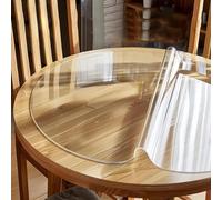 2mm Thick Clear Round PVC Table Cover, Waterproof & Anti-Scratch Soft Glass Table Protector, Heat Resistant Vinyl Table Mat(Diameter 150cm)