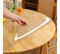 2mm Thick Clear Round PVC Table Protector, Heavy Duty Waterproof Vinyl Soft Glass Table Pad, Oil-Proof & Heat Resistant Circle Desk Mat(Diameter 90cm)