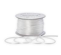2mm Thick White Satin Rattail Cord String for Jewelry Making Bracelet Necklaces Beading Thread Macrame Chinese Knot Craft -50Meters