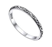 2MM Thin Rings for Women Antique Celtic Style Irish Trinity Knot Band Ring Sterling Silver Pinky Rings Size J 1/2