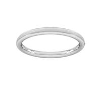 2mm Traditional Court Heavy Matt Centre With Grooves Wedding Ring In 18 Carat White Gold - Ring Size O