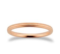 2mm Traditional Court Heavy Milgrain Edge Wedding Ring In 9 Carat Rose Gold - Ring Size L