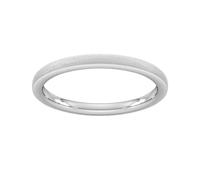 2mm Traditional Court Heavy Polished Chamfered Edges With Matt Centre Wedding Ring In 18 Carat White Gold - Ring Size O