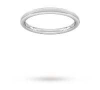 2mm Traditional Court Standard Matt Centre With Grooves Wedding Ring In 950 Palladium - Ring Size L