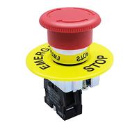 2NC 22mm Emergency Stop Push Button Switch Red Mushroom Equipment e Stop Shut Off Switch AC 660V 10A HB2-BS544(1 NC)