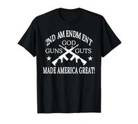 2nd Amendment God Guns Guts Made America Great T-Shirt, Men, Black, Large