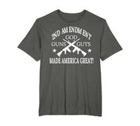 2nd Amendment God Guns Guts Made America Great T-Shirt, Men's Big and Tall, Asphalt Grey, 4X Tall