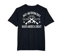 2nd Amendment God Guns Guts Made America Great T-Shirt, Men's Big and Tall, Black, 6X Tall