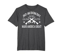 2nd Amendment God Guns Guts Made America Great T-Shirt, Men's Big and Tall, Dark Heather Grey, 5X Tall