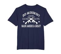 2nd Amendment God Guns Guts Made America Great T-Shirt, Men's Big and Tall, Navy Blue, 3X Tall