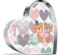 2nd Anniversary Acrylic Heart Plaque for Wife or Husband, 2 Wonderful Years