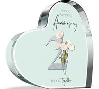 2nd Anniversary Acrylic Heart Plaque for Wife or Husband, 2 Years Together