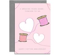 2nd Anniversary Card - Cotton Wedding Anniversary Card - A5 Size Card with Grey Envelope