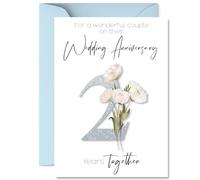 2nd Anniversary Card for Women and Men, Fancy Floral Flowers