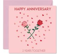 2nd Anniversary Card for Women Men - Love Heart Rose - Happy 2 Year Anniversary Card for Boyfriend Wife Girlfriend Partner, 145mm Wedding Anniversaries Greeting Cards