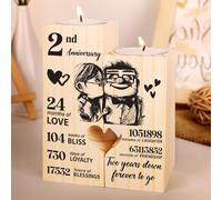 2nd Anniversary Wedding Gifts for Wife Girlfriend, Couples Gift Candlestick, Cotton 2nd Wedding Anniversary for Husband Boyfriend, Presents for Her Him