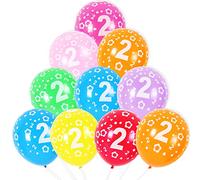 2nd Birthday Balloons 10PCS, 12" Latex Assorted Multicolour Numbers Birthday Balloons, Digit Balloons, Number 2 Age Balloons for 2 Year Old Birthday, 2nd Anniversaries Party Decorations Supplies