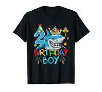 2nd Birthday Boy Shark Ocean Theme Party 2 Years Old For Boy T-Shirt