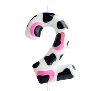 2nd Birthday Candle Cow Number 2 Candle Cow Cake Decoration Birthday Party Supplies Holy Cow Birthday Happy Pink White Cow Themed Cake Topper Candle for Kids Boy Girl Party Decor Supplies