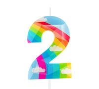 2nd Birthday Candle Rainbow Cloud 3D Designed Number 2 Candles Cake Topper Decorations Happy Birthday Candle for Girls Boy Women Anniversary Celebrations Party Supplies