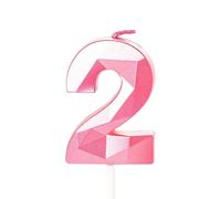 2nd Birthday Candles, Pink Number 2 Happy Birthday Candles, Boy Girl Cake Topper Decorations for 2 Year Old Birthday Party Wedding Anniversary Celebration Supply Pink