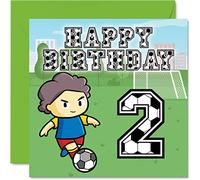 2nd Birthday Card Boy - Football Fan - Happy Birthday Card 2 Year Old Boy, Boys Cards for Him, 145mm Greeting for Son, Brother, Grandson, Nephew, Cousin