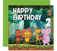 2nd Birthday Card Boy - Jungle Birthday Card - Happy 2 Year Old Boy, Boys Cards for Him, 145mm Greeting for Son Nephew Grandson Kid Children