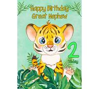 2nd Birthday Card for Great Nephew (Tiger) - From Auntie Uncle Greeting Gift Keepsake Blank Inside Premium Quality Envelope Included UK Seller