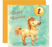 2nd Birthday Card Girl - Fantasy Unicorn - Unicorn Birthday Card for 2 Year Old Girl, Age 2 Girls Cards, 145mm Cute Greeting