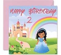 2nd Birthday Card Girl - Princess Castle - Happy Birthday Card 2 Year Old Girl, Girls Cards for Her, 145mm Greeting for Daughter Niece Granddaughter Toddler Children