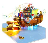 2nd Birthday Cards, 3D Pop Up Musical Birthday Cards, Pop Up Greeting Card with Lights & Blow Out Candles, Birthday Card for 2 Year Olds, Boys, Sons, Grandchildren
