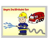 2nd Birthday Cards for Boys - 2 Year Old Boy - Age Two Baby Card - Quality (Son 2nd Birthday Card - Fireman)