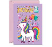 2nd Birthday Cards for Boys Girls - Magical Birthday - Happy Birthday Card for 2 Year Old Boy Girl Granddaughter Brother Sister Nephew, A5 Bday Greeting Cards