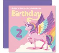 2nd Birthday Cards for Girls - Magical Fantastical - Happy Birthday Card for 2 Year Old Girl Sister Cousin Goddaughter Step Daughter, 145mm Bday Greeting Cards