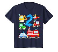 2nd Birthday Cars Police Fire Brigade Digger Tractor 2 Years T-Shirt