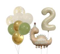 2nd Birthday Decorations Boy, Complete Dinosaur Birthday Decorations, with 80CM Large Number 2 and Dino Balloon, Made Wonderful Happy Birthday Party, Suitable for 2 Years Old Boys and Girls