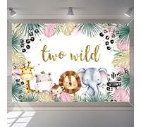 2nd Birthday Decorations for Girl, Safari Animal Two Wild Cartoon Backdrop, 2 Years Old Fabric Sign Poster, Jungle Girl 2nd Birthday Party Supplies Photography Background Welcome Sign, 150cm x 90cm