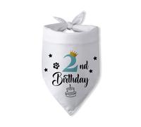 2nd Birthday Dog Bandanas Dog Second Birthday Outfit Boy Girl Pet Dog Triangle Scarf for Dog Lover Happy Puppy 2nd Birthday Party Decorations Photo Props for Large Medium Small Dog