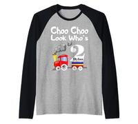 2nd Birthday Dylan Choo Choo Train 2 Year Old Raglan Baseball Tee