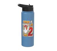2nd Birthday Farm Animals Themed Cock-A-Doodle-Doo I Am Two Stainless Steel Insulated Water Bottle