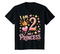 2nd Birthday Girl I am 2 and a Princess 2 Years Princess T-Shirt