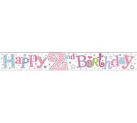 2nd Birthday Girl Pink Foil Party Banner - 2 Today - Polka Dots Multicoloured by Kaleidoscope