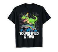 2nd Birthday Monster Truck Young Wild and Two 2 Year Old T-Shirt
